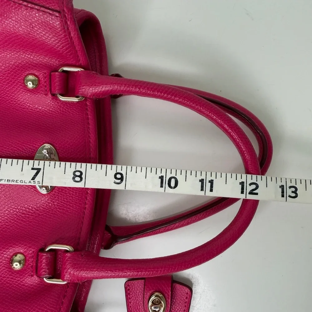Coach Mini Margot Carryall Women Pink Crossgrain Leather Satchel Barbiecore AUTH